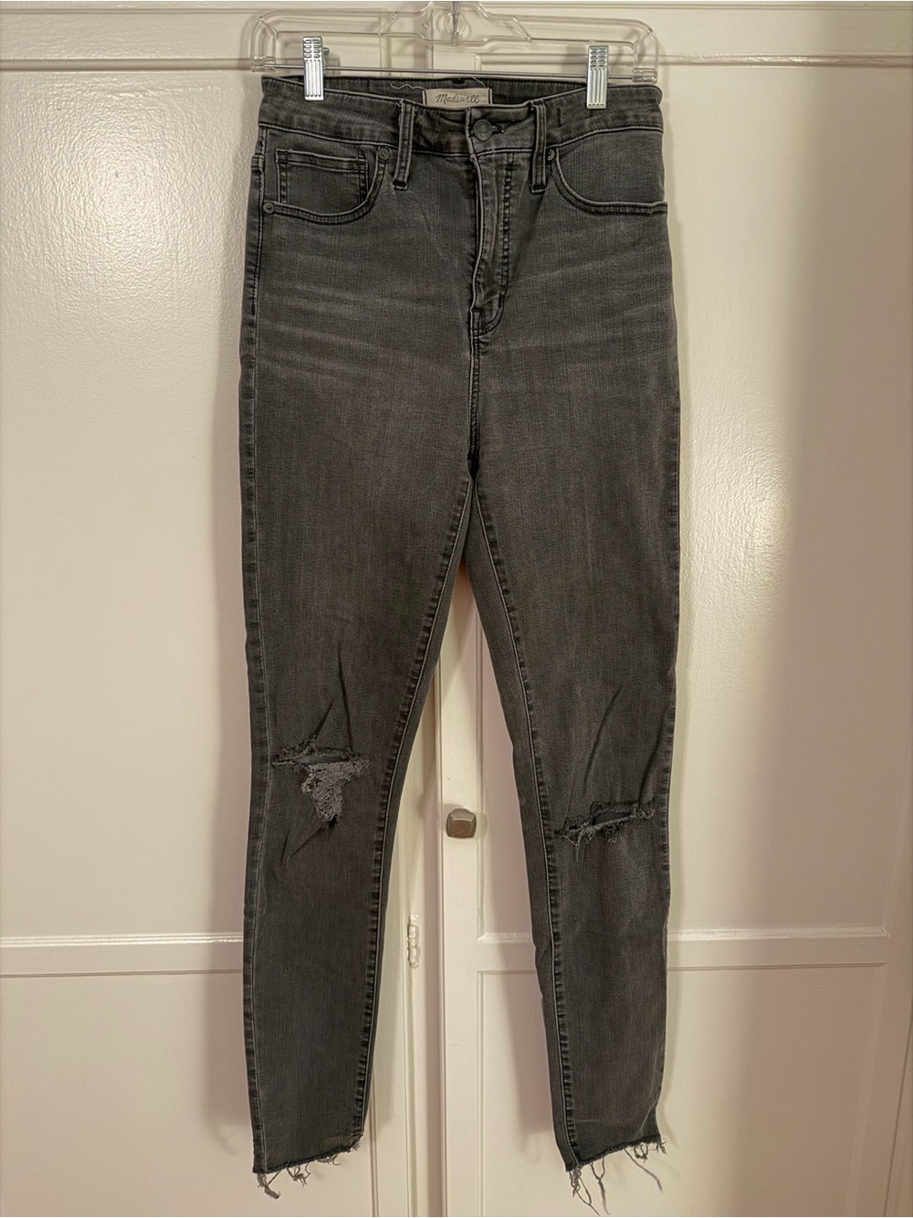 MADEWELL Curvy High-Rise Skinny Black Distressed Women's Jeans - 29 Tall